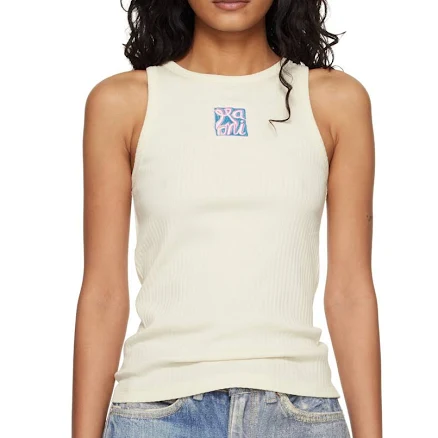Marni Off-White Ribbed Cotton Marni Frame Logo Tank Top