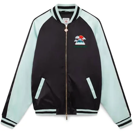 Embroidered Satin Bomber Jacket