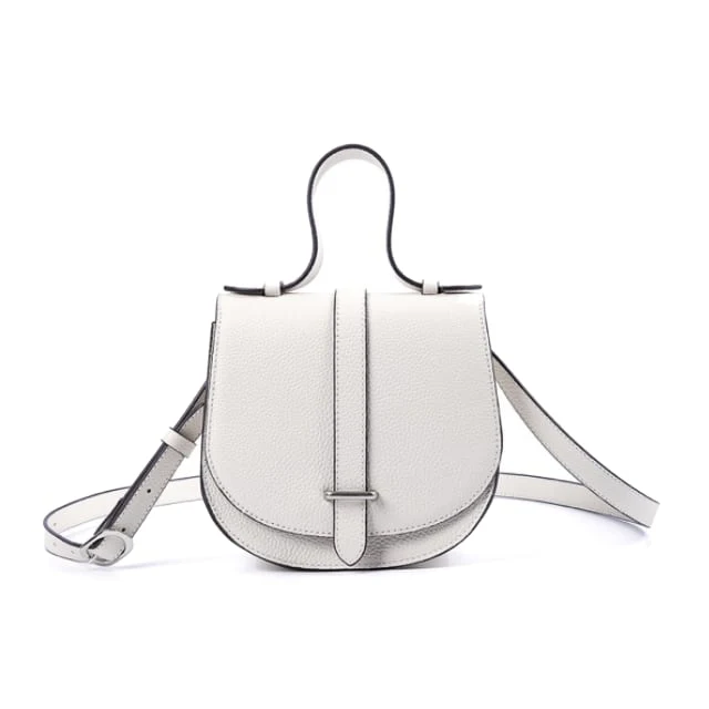 White Top Grain Cow Leather Handmade Designer Saddle Bag