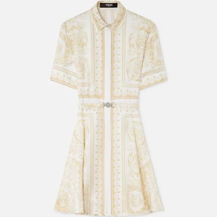 Versace Printed Silk Twill Mini Shirt Dress