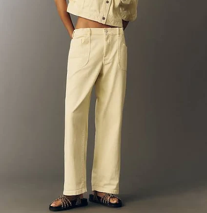 Jenna Regenerative Cotton Mid-Rise Relaxed Jeans by Pilcro in Yellow, Size: Medium at Anthropologie