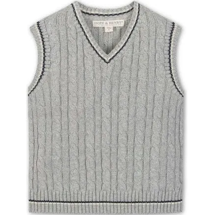 Hope & Henry Boys' Organic Cable V-Neck Sweater Vest