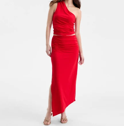 Bar III Women's Asymmetrical Ruched Midi Skirt
