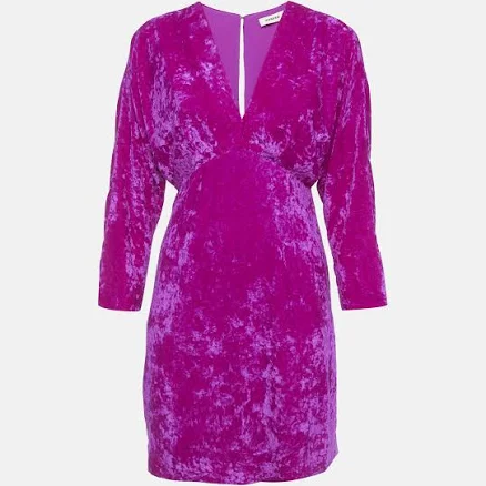 Sandro Fuchsia Velvet V-Neck Mini Dress S