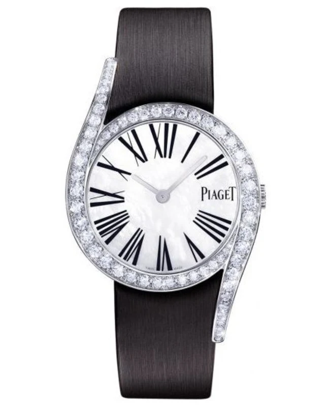 Piaget Limelight Gala Mother of Pearl Dial Diamond Black Satin Strap Women's Watch G0A41260