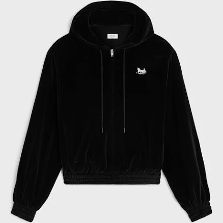 CELINE Men's Loose Velvet Jersey Hoodie