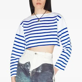 Jean Paul Gaultier Women's Long-sleeve Stripe-Pattern Crop Top