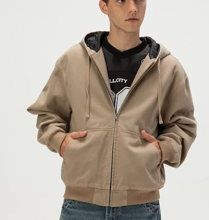 RSQ Men's Oversized Hooded Twill Jacket