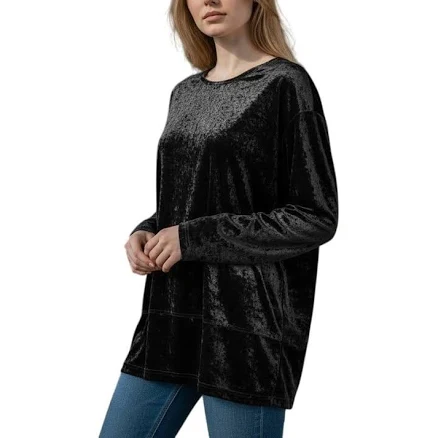 Vintage Y2k Teddi Tunic Top Womens Xl Black Crushed Velvet Whimsigoth