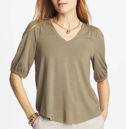 Chico's Women's Shirred Elbow Sleeve Tee