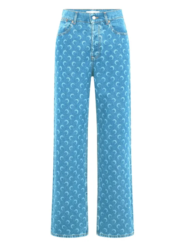 Mid Rise Moon Print Jeans