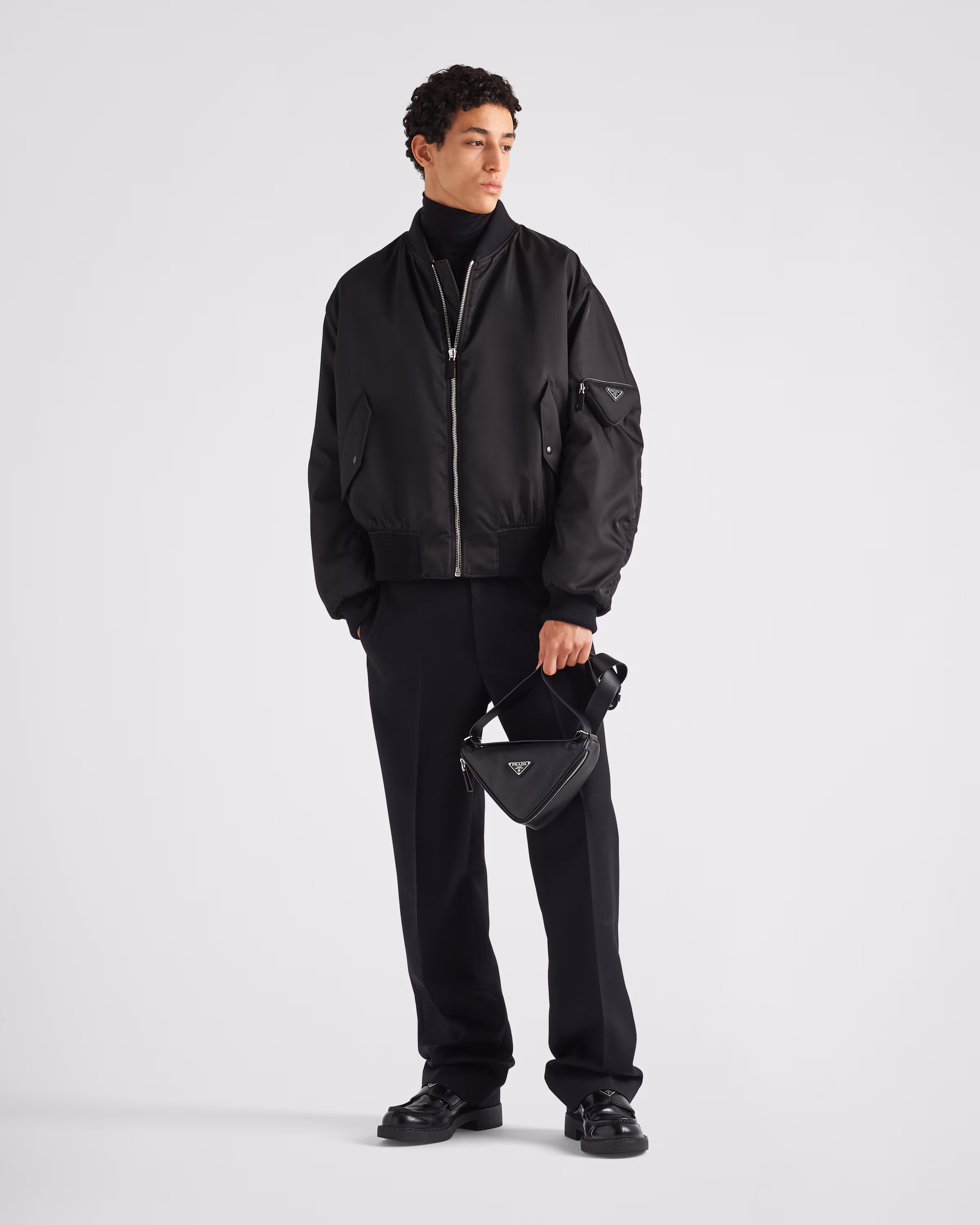 Nylon Gabardine Bomber Jacket
