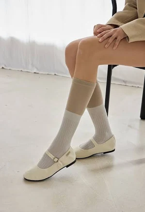 Ruched Fit Cotton Knee Socks
