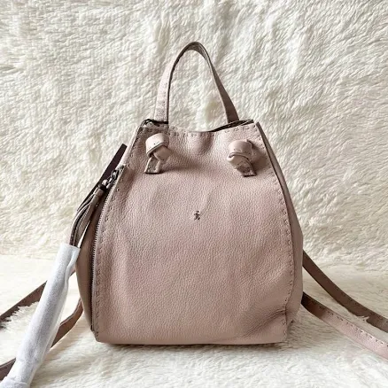 HENRY BEGUELIN Backpack Bag Pink Beige Leather Omino Women's Japan