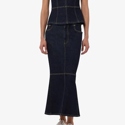 Moschino Women's Mermaid Heart Back Stretch Denim Midi-Skirt
