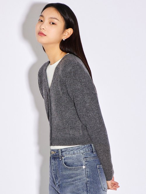 V-neck Cropped Knit Cardigan