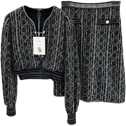 CHANEL Sequin Wool Knit Suit Set