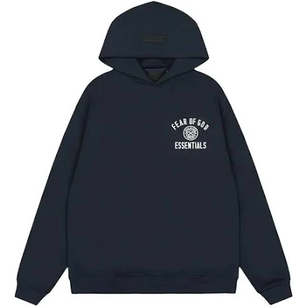New FOG ESSENTIALS Hoodie Plus Velvet High Street Loose Casual Hoodie 2566Navy blue top-XL