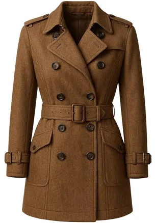 Wool Double Breasted Trench Coat