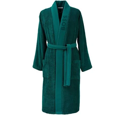 Boss Home Plain Kimono Cotton Men's Bathrobe - Graphite