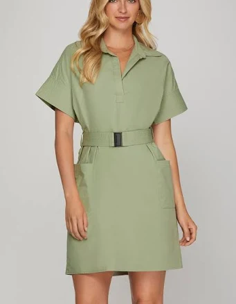 She and Sky Safari Belted Dress