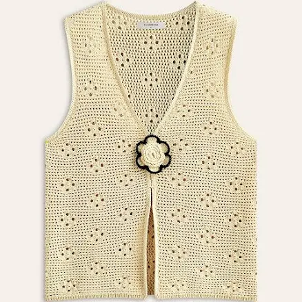 Crochet Knit Floral Vest