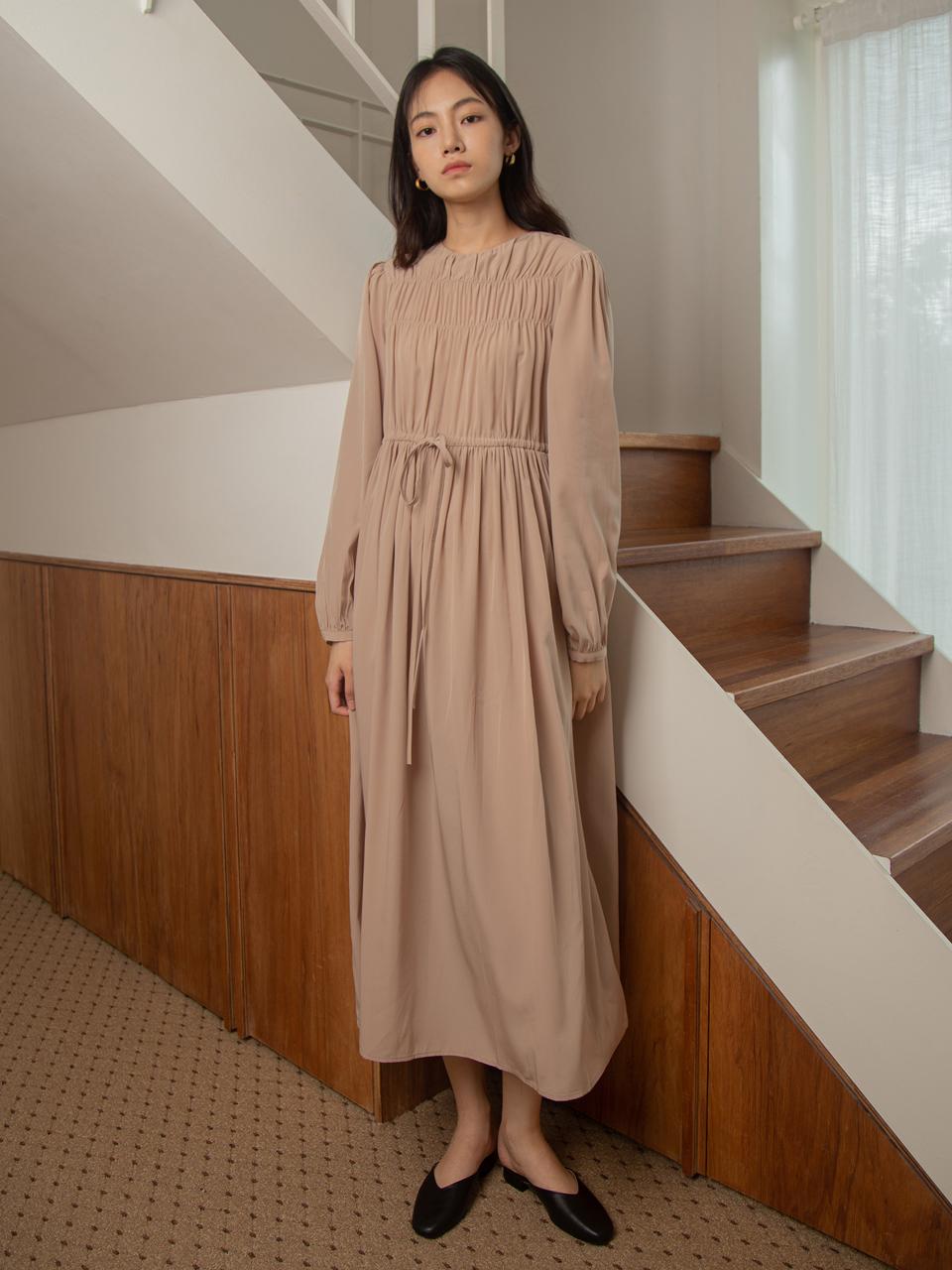 Shirring Romantic Long Dress