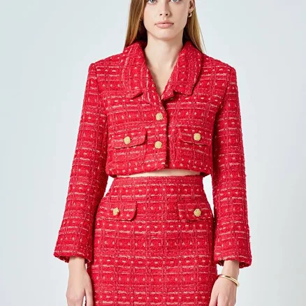 Endless Rose Women's Premium Cropped Tweed Jacket