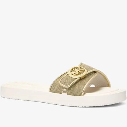 MICHAEL Michael Kors Women's Glitter Chain Mesh Slide Sandals
