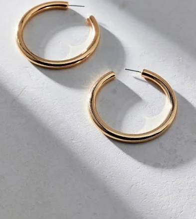 14k Gold Plated Chubby Hoop Earrings