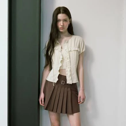 RAIVE Pleat Belted Mini Skirt