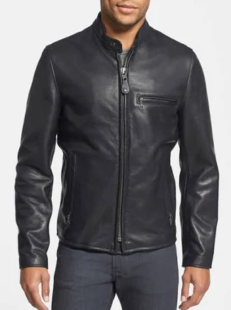 Schott Nyc Men's Cafe Racer Leather Jacket