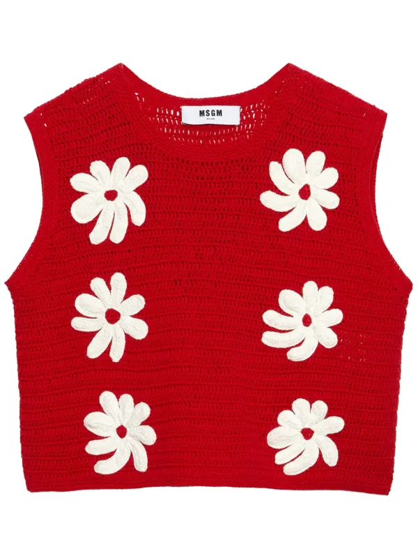 Crochet-knit Top