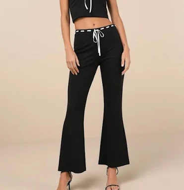 Lulus Mid-Rise Flare Ribbon Pants
