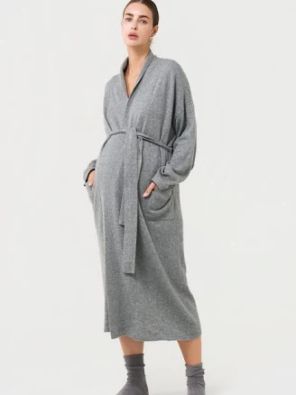 100% CASHMERE ROBE GREY