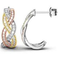 Jeulia Intertwined Tri-Tone Earrings