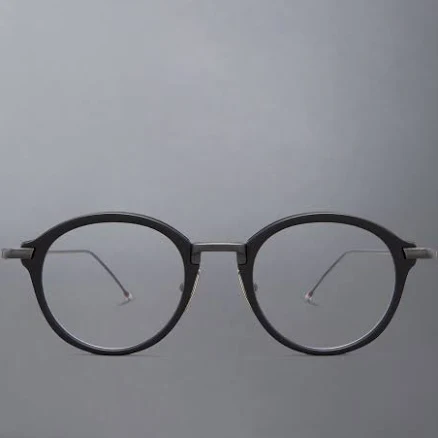 Acetate And Titanium Round Eyeglasses Black / 46
