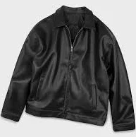 [Fake Leather] Oversized Single Leather Rider Jacket _BLACK