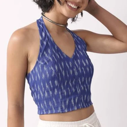 Abstrast Smocked Back Cotton Crop Top