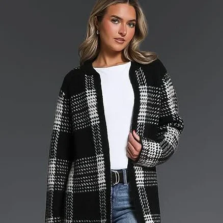 Buckle Black Women's Acrylic Jacquard Flyaway Cardigan Sweater
