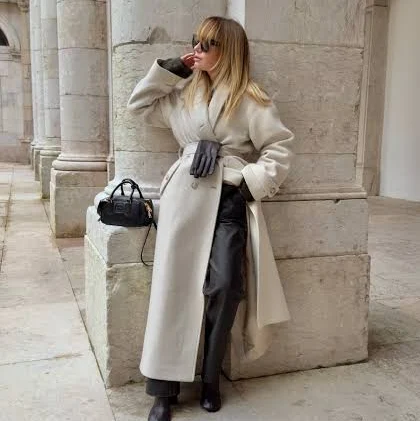 Cashmere Wool Trench Coat with Warm Insulation