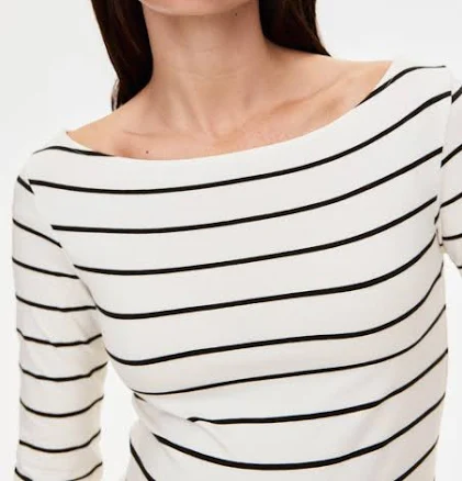 H&M MAMA Striped Boat-Neck Top