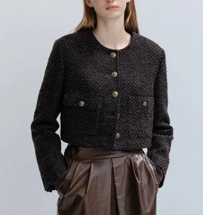 JOY GRYSON Two-Tone Tweed Crop Jacket