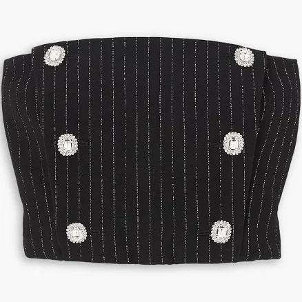 Alessandra Rich Cropped Wool-blend Bustier Top