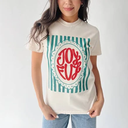 Joyful Striped Graphic Tee