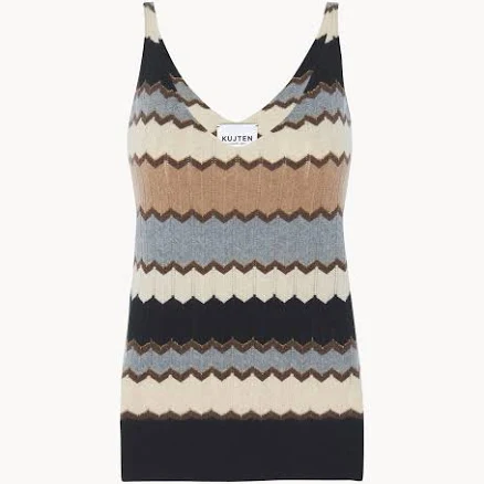 Sleeveless Cashmere Lurex V-Neck Top
