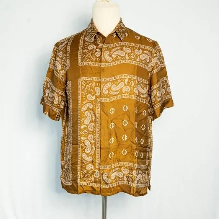 Dior Homme Brown Bandana Motif Print Silk Buttoned ½