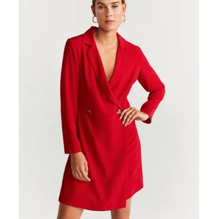 Mango Dresses | Mango Buttoned Wrap Dress - New With Tags | Color: Red | Size: 2 | Valentinadl's Closet
