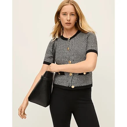 Ann Taylor Women's Geo Stitch Cardigan