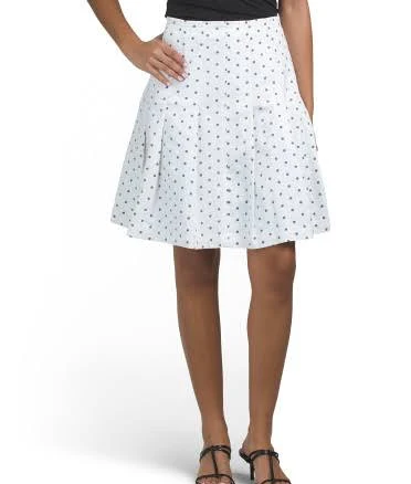 Polka Dot Pleated Cotton Skirt